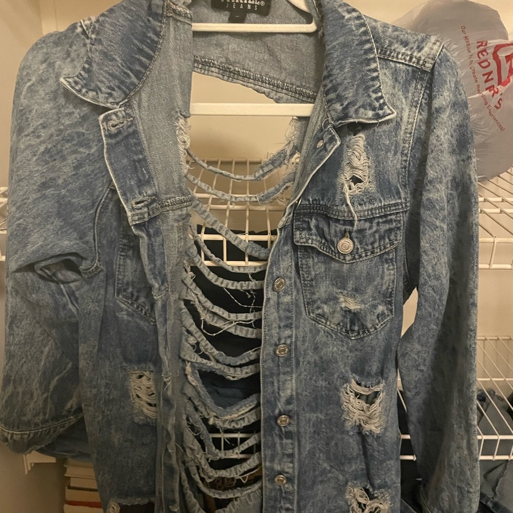 Acid Wash Distressed Jean Jacket